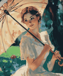 Girl Parasol Vintage Diamond Painting