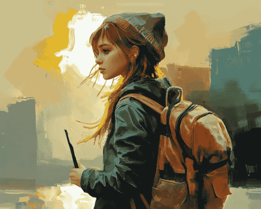 Girl and Backpack Style Diamond Painting