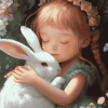 Girl and Bunny Cartoon Diamond Painting