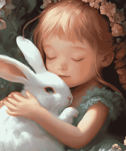 Girl and Bunny Cartoon Diamond Painting