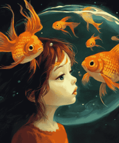 Girl and Goldfish Animation Diamond Painting