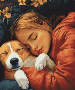 Girl and Her Puppy Diamond Painting