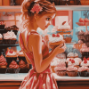 Girl at Cupcake Bakery Diamond Painting