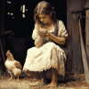 Girl with Chicken on the Farm Diamond Painting