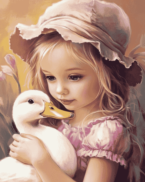 Girl with Duck Diamond Painting