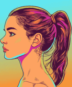 Girl with Ponytail Cartoon Diamond Painting