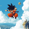 Goku Anime on Flying Nimbus Diamond Painting