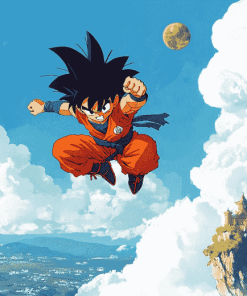 Goku Anime on Flying Nimbus Diamond Painting