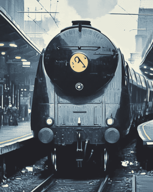 Golden Arrow Monochrome Train Diamond Painting