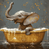 Golden Elephant Bathtub Diamond Painting