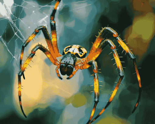 Golden Garden Spider Insects Diamond Painting