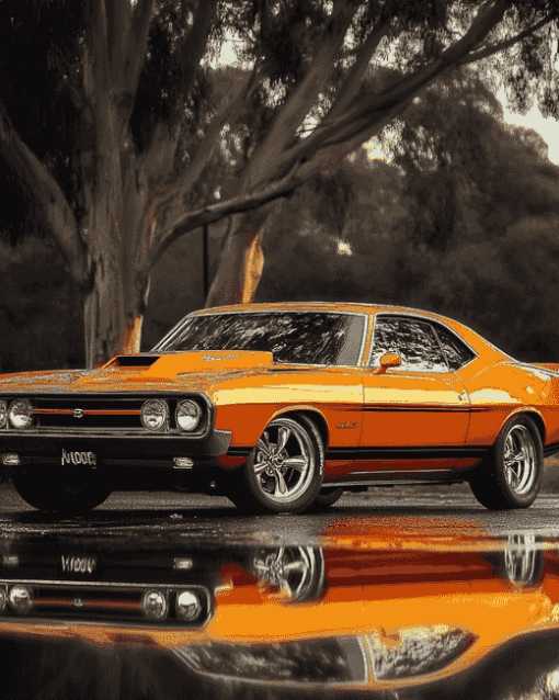 Golden Holden Monaro Engines Diamond Painting