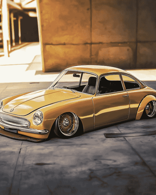 Golden Karmann Ghia Cars Diamond Painting