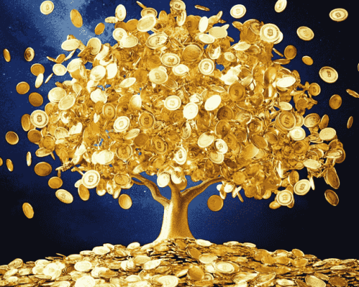 Golden Money Tree Art Diamond Painting