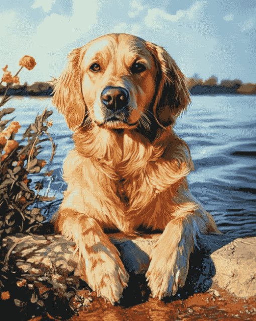 Golden Retriever Summer Fun Diamond Painting