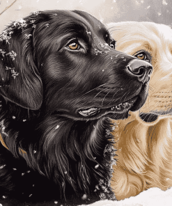 Golden Retriever in Snow Diamond Painting