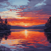 Golden Sunset Over Lake Diamond Painting