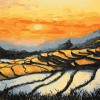 Golden Sunset Over Rice Terraces Diamond Painting