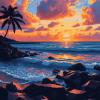 Golden Sunset at Kahala Beach Diamond Painting