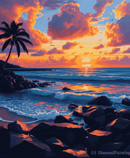 Golden Sunset at Kahala Beach Diamond Painting