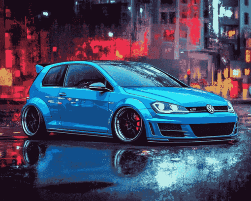 Golf GTI Blue Car Diamond Painting