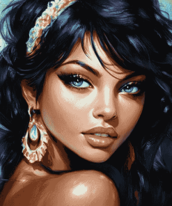 Gorgeous Black-Haired Woman Diamond Painting