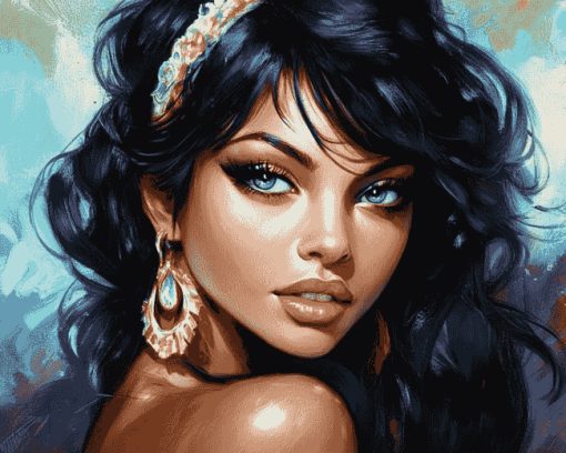 Gorgeous Black-Haired Woman Diamond Painting