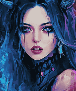 Goth Girl Colorful Diamond Painting