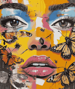 Graffiti Woman with Butterflies Diamond Painting