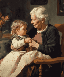 Grandmother and Granddaughter Vintage Diamond Painting