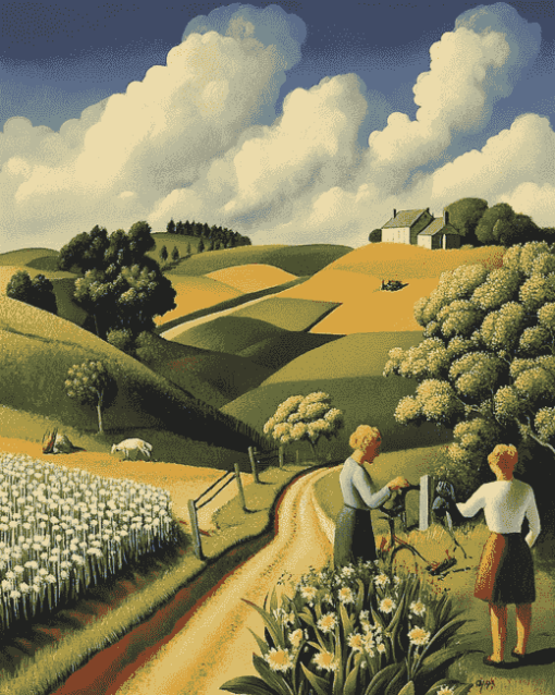 Grant Wood Country Landscapes Diamond Painting