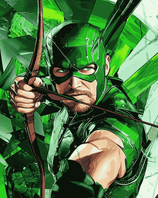 Green Arrow Cartoon Diamond Painting