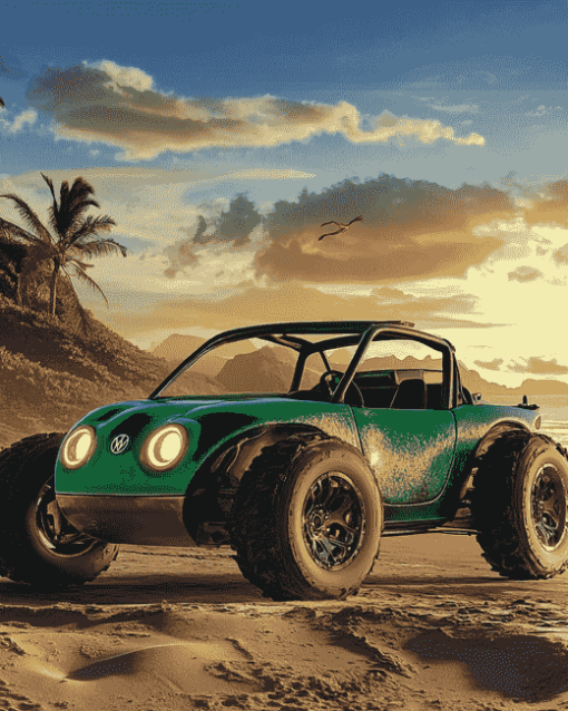 Green Beach Buggy Adventure Diamond Painting