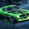 Green Dodge Barracuda Car Diamond Painting