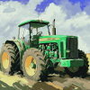 Green Farm Tractor Diamond Painting