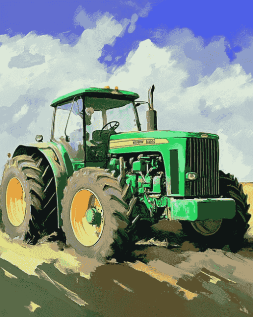 Green Farm Tractor Diamond Painting