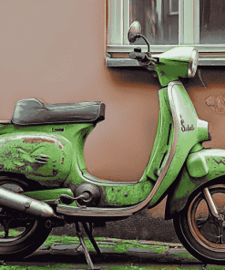 Green Moped Motorbike Diamond Painting