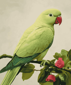 Green Parakeet Bird Diamond Painting