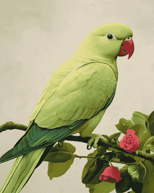 Green Parakeet Bird Diamond Painting