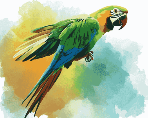 Green Parrot Birds Diamond Painting