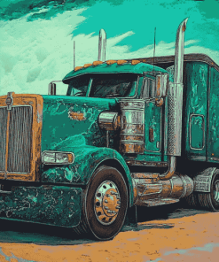 Green Semi Truck Diamond Painting