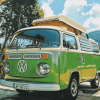 Green VW Van Diamond Painting