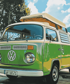 Green VW Van Diamond Painting