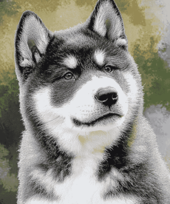 Grey Akita Puppy Diamond Painting