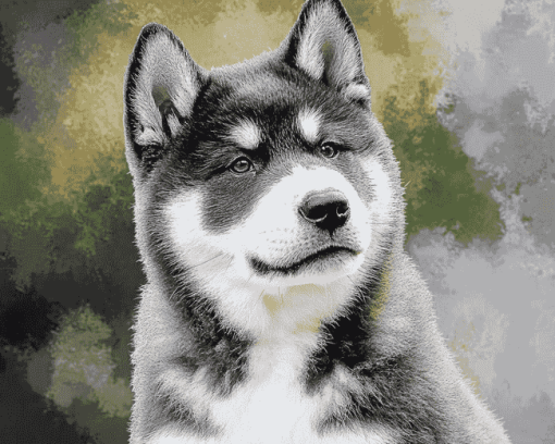 Grey Akita Puppy Diamond Painting