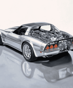 Grey Corvette C4 Sports Car Diamond Painting