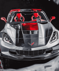 Grey Corvette Stingray Car Diamond Painting