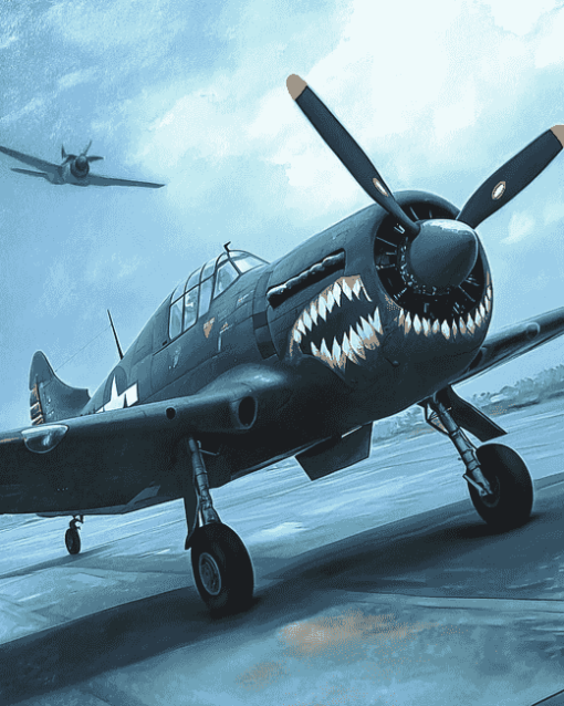 Grey P 40 Fighter Diamond Painting