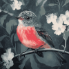 Grey Rose Robin Birds Diamond Painting