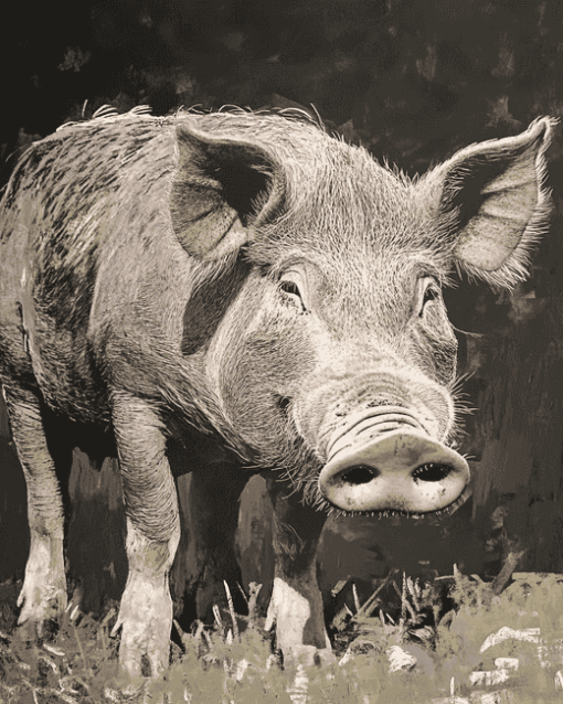 Grey Wild Hog Diamond Painting